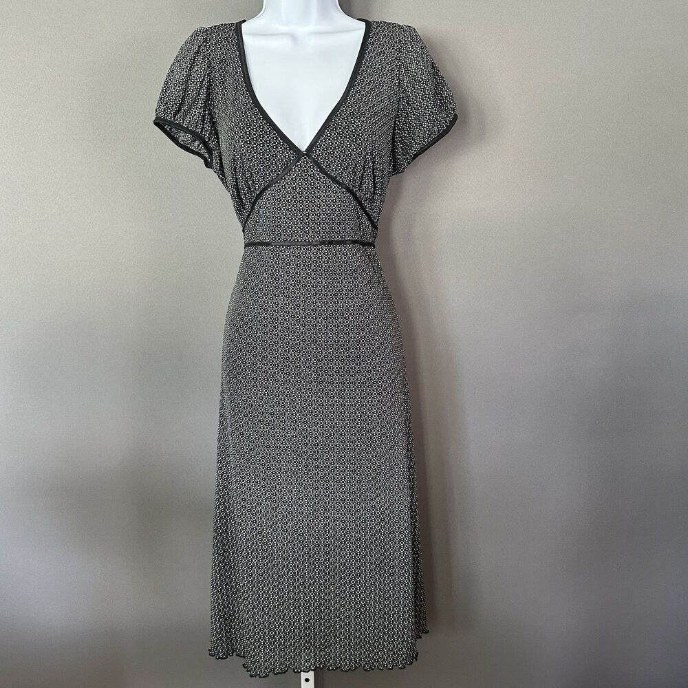 Vtg Y2K Babydoll Dress Juniors Size 15 Black White Scalloped Hem Witchy Charmed